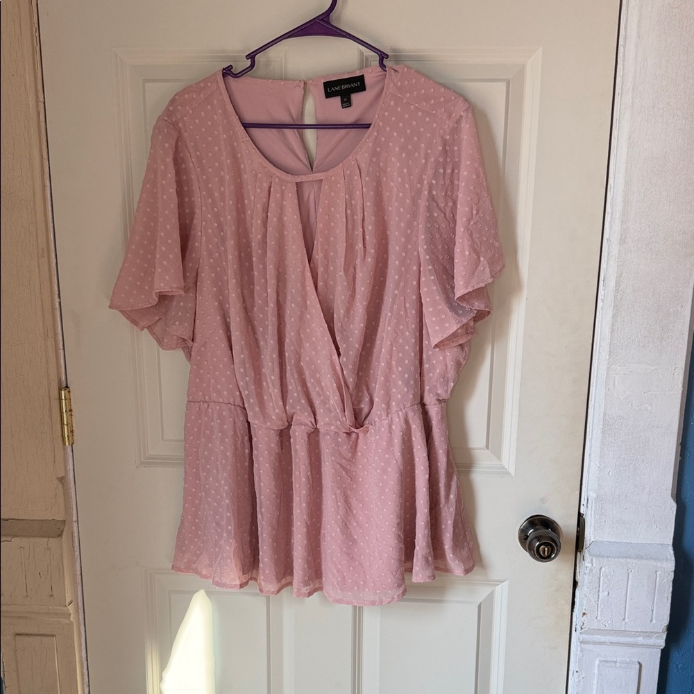 Lane Bryant Pink Polka Dot Blouse